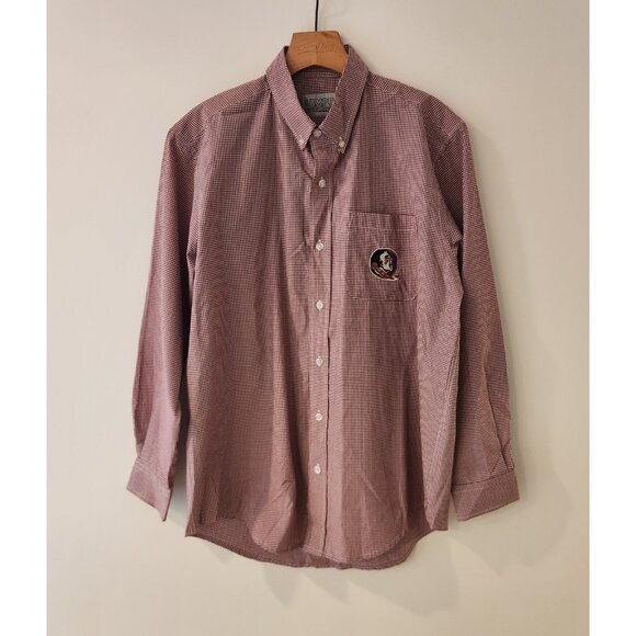 Florida State Seminoles‎ Button Up Shirt Long Sleeve Red White Check Medium - Picture 3 of 11